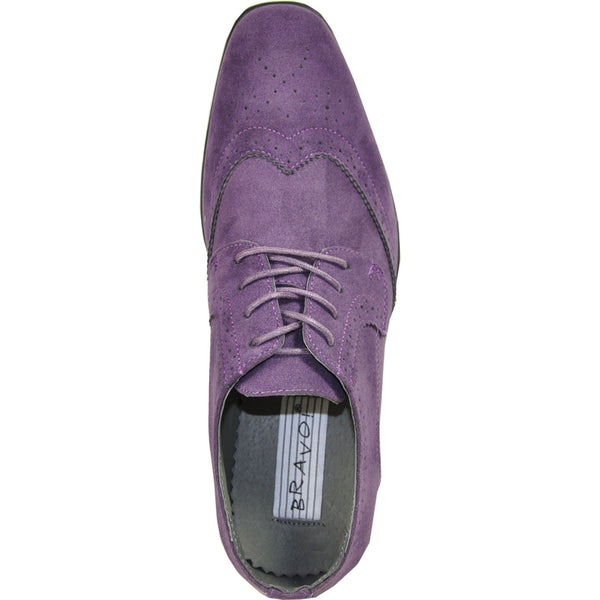 BRAVO Men Dress Shoe KING 3 Wingtip Oxford Shoe Purple Wide Width Av Bravo Shoes