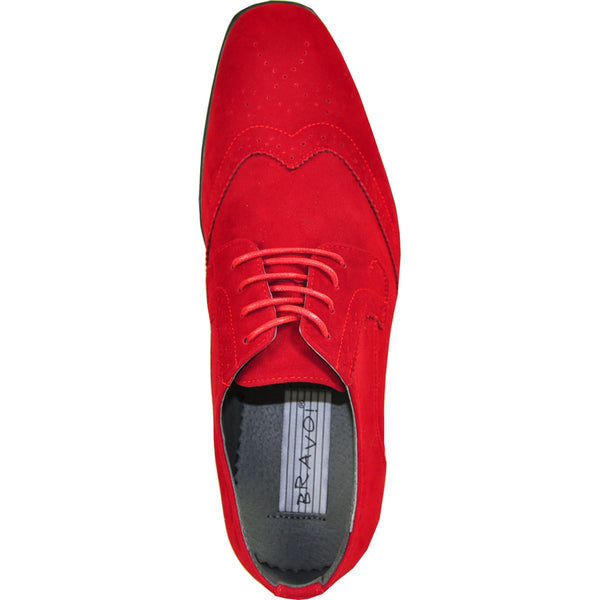 BRAVO Men Dress Shoe KING-3 Wingtip Oxford Shoe Red - Wide Width Avail Bravo Shoes BRAVO Men Dress Shoe KING-3 Wingtip Oxford Shoe Red - Wide Width Avail Bravo Shoes