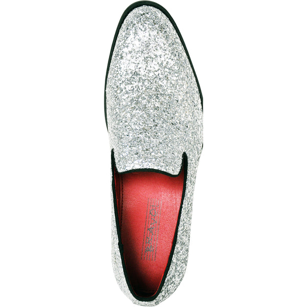 prom silver dress shoes men Glitter Silver Shoes