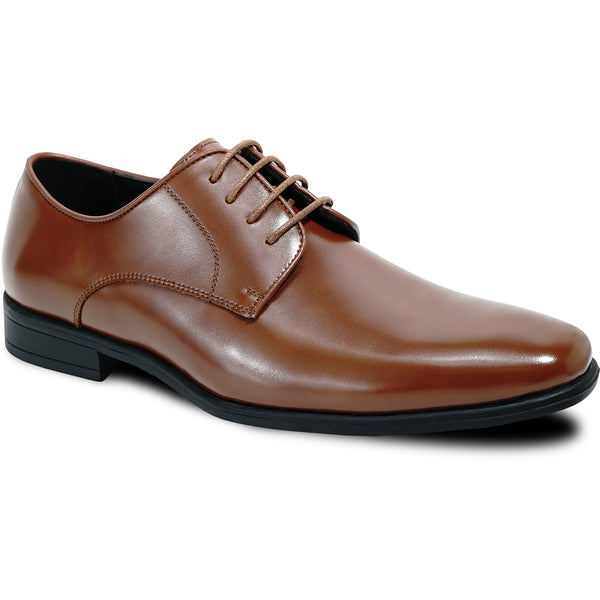 VANGELO Men Dress Shoe TITAN-1 Oxford Formal Tuxedo for Prom & Wedding Cognac Matte - Wide Width Available