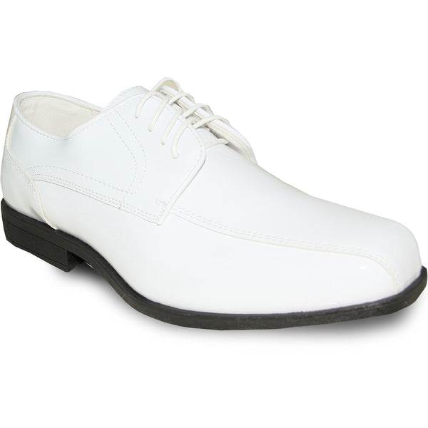 JEAN YVES Men Dress Shoe JY02 Oxford Formal Tuxedo for Prom & Wedding Shoe White Patent - Wide Width Available