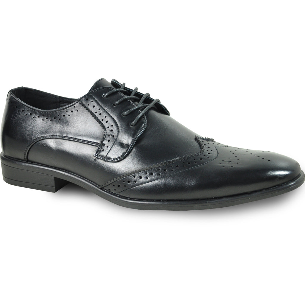 BRAVO Men Dress Shoe KING-2 Wingtip Oxford Shoe Black - Wide Width Ava Bravo Shoes BRAVO Men Dress Shoe KING-2 Wingtip Oxford Shoe Black - Wide Width Ava Bravo Shoes