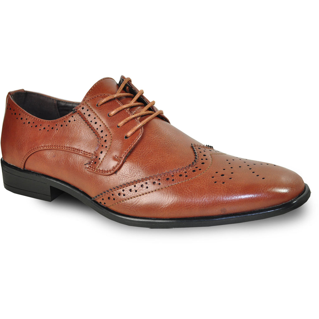 BRAVO Men Dress Shoe KING 2 Wingtip Oxford Shoe Brown Wide Width Ava Bravo Shoes