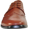 BRAVO Men Dress Shoe KING-2 Wingtip Oxford Shoe Brown - Wide Width Available