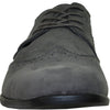 BRAVO Men Dress Shoe KING-3 Wingtip Oxford Shoe Grey - Wide Width Available