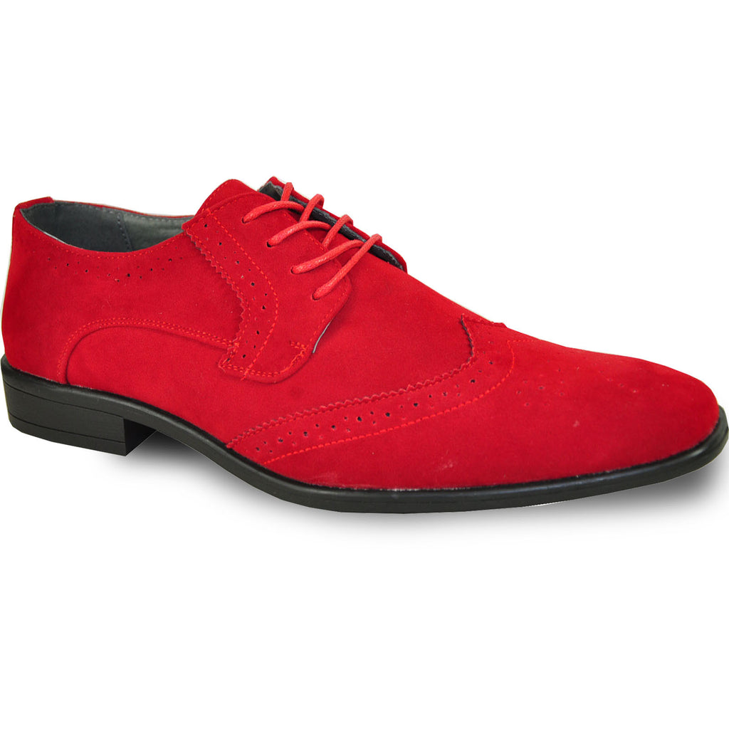 BRAVO Men Dress Shoe KING 3 Wingtip Oxford Shoe Red Wide Width Avail Bravo Shoes