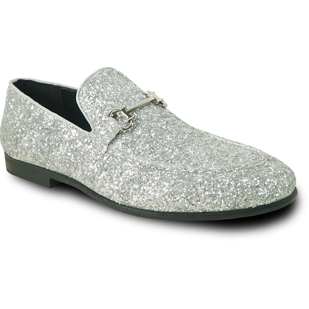 BRAVO Men Dress Shoe PROM-2 Loafer Shoe for Prom & Wedding SILVER