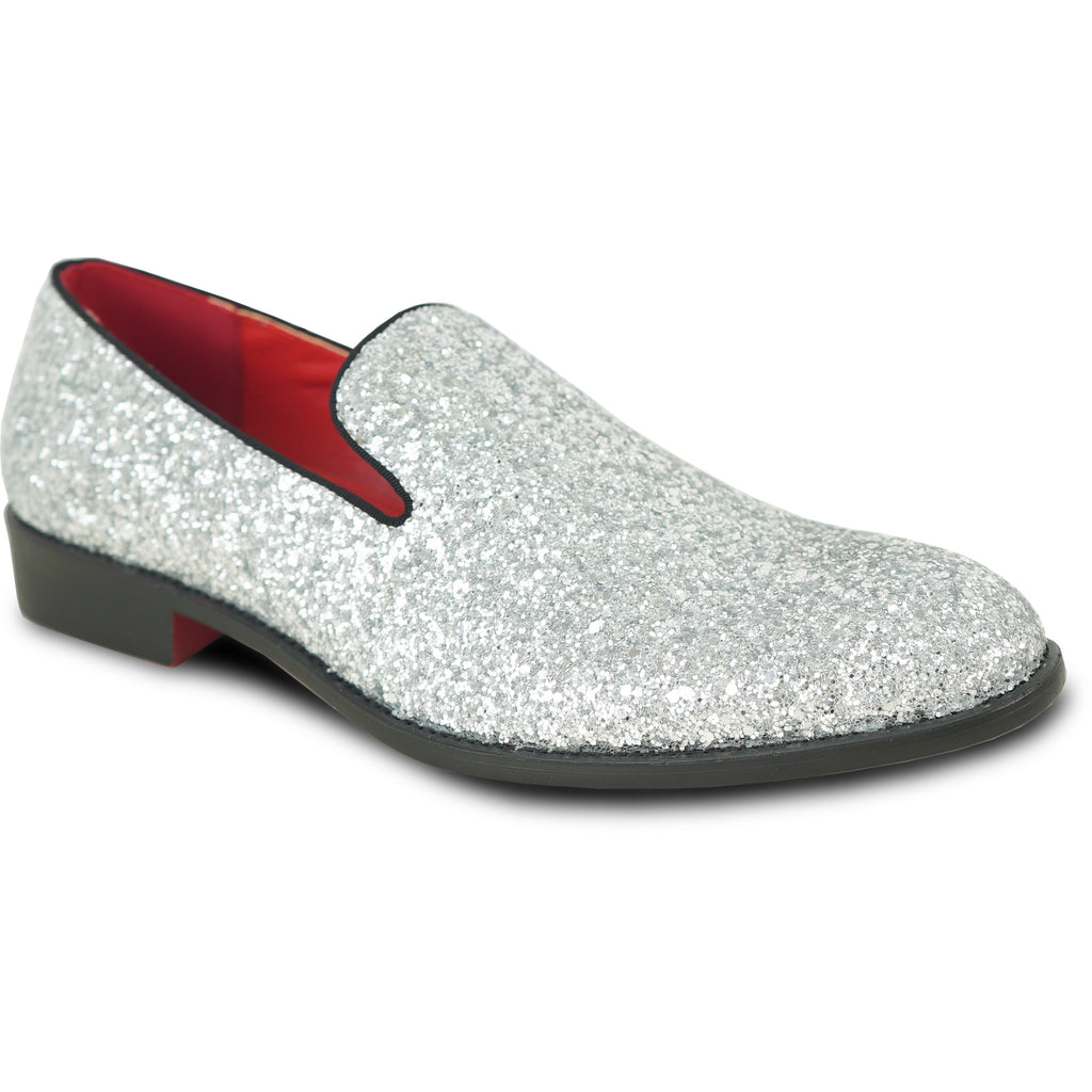 BRAVO Men Dress Shoe PROM-8 Loafer Shoe for Prom Wedding Silver