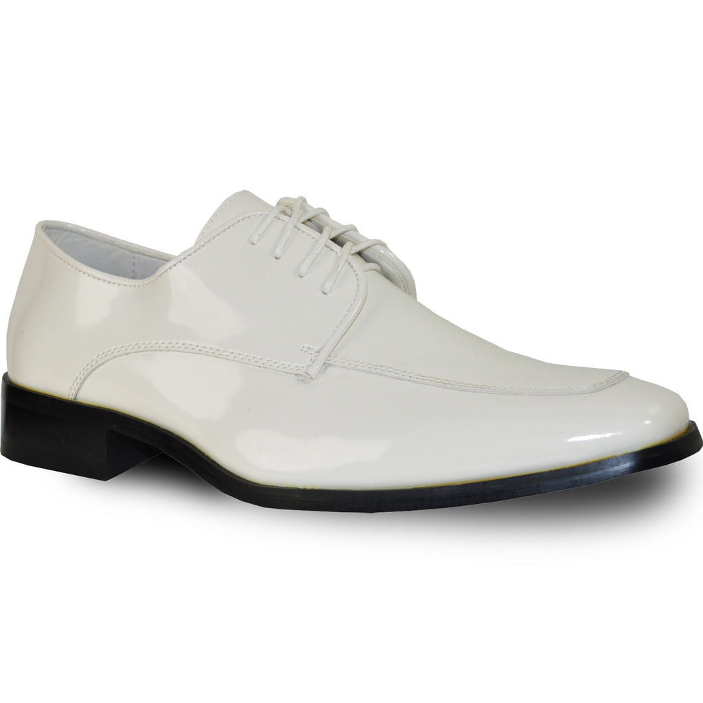VANGELO Men Dress Shoe TUX-3 Oxford Formal Tuxedo for Prom & Wedding Ivory Patent - Wide Width Available VANGELO Men Dress Shoe TUX-3 Oxford Formal Tuxedo for Prom & Wedding Ivory Patent - Wide Width Available